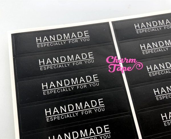 80/160ct "HANDMADE" 7x1.5 Black Paper Stickers For Gift Packing Packaging 5/10 sheets GS021