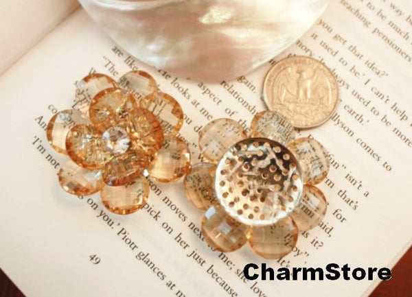 Tea Flower Bling open blossom CABOCHONS 4pcs 45mm - CharmTape - 4