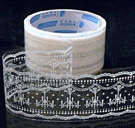 White Lace Transparent Deco Tape decorative tape - Hanging Jewel Lamp (10) - CharmTape - 1