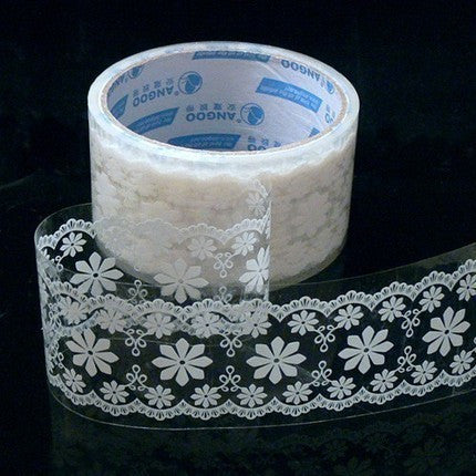 Victorian White Lace Transparent Deco Tape - Floral Pattern (07) - CharmTape - 1