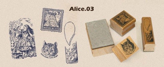 Wooden Rubber Stamp Kit - Alice In Wonderland Series 03 - CharmTape - 2