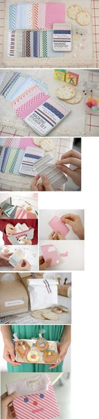 Washi Masking Sheet Deco Adhesive Tape - Fabric pattern Masking Stickers in tin box - CharmTape - 3