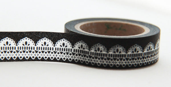 Lace design on black Washi Tape WT123 - CharmTape - 2