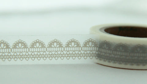 Lace design on white Washi Tape Roll 11yards WT124 - CharmTape - 1