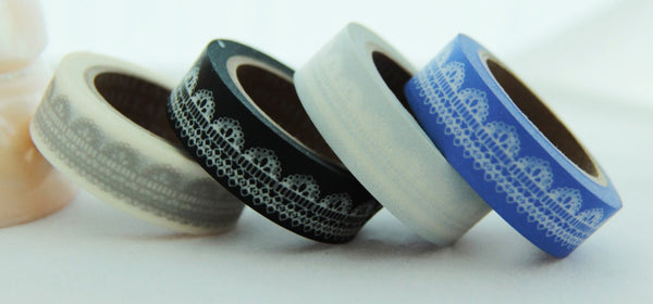 Lace design on black Washi Tape WT123 - CharmTape - 4