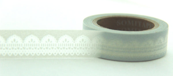 Lace design on Grey Washi Tape 11yards WT125 - CharmTape - 2