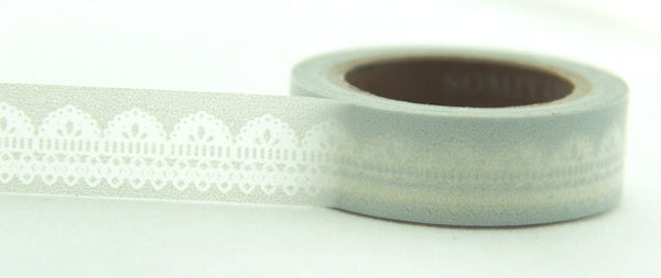 Lace design on Grey Washi Tape 11yards WT125 - CharmTape - 1