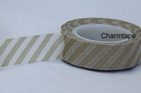 Gold & white stripes Washi Tape WT136 - CharmTape - 1