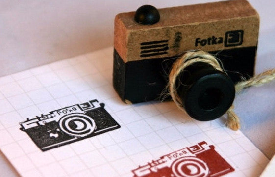 Retro Camera wood mounted Rubber Stamp - CharmTape - 3