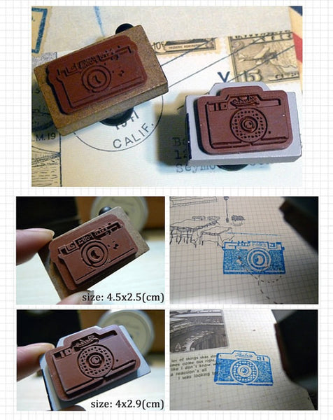 Retro Camera wood mounted Rubber Stamp - CharmTape - 4