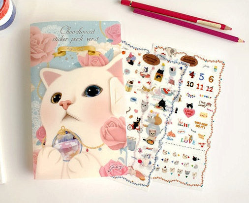 Jetoy Choo Choo cat Paper and Translucent Stickers 8 Sheets (E) - CharmTape - 1