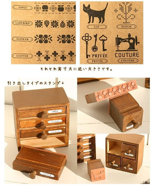 Wooden Deco Rubber Stamp Set - CharmTape - 4