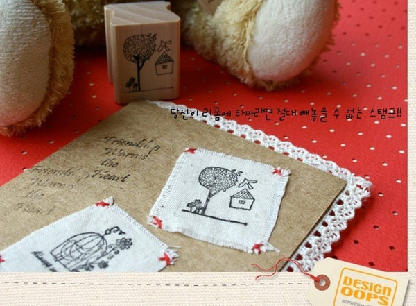 Wooden Stamp - Bird Theme including ink pad pen - CharmTape - 4