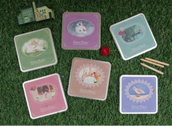 Korean Card Set in tin box - Fairy tale Birds & animals - CharmTape - 5