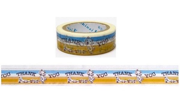 Thank you & Bear Washi Tape Full Roll 11yards by Shinzi Katoh WT339 - CharmTape - 2