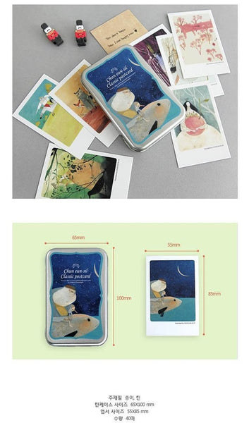 Korea illustration Mini Postcard Pinocchio  (Tin Case 40 sheets) Chun eun-sil Classic - CharmTape - 5