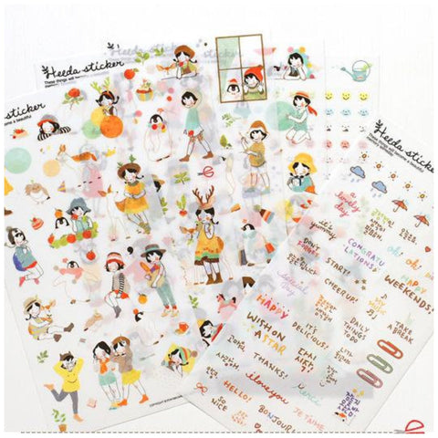 Heeda plastic Stickers set - 6 sheets SS515 - CharmTape - 1