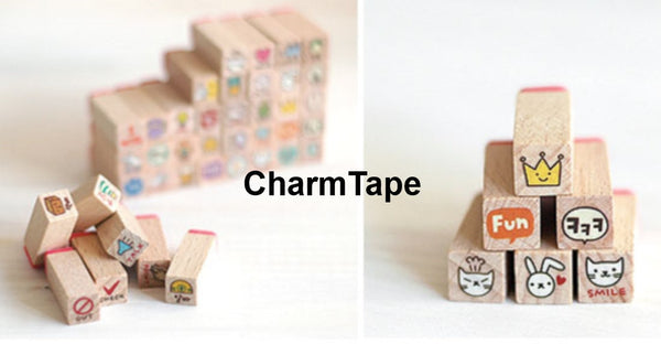 Toto Rabbit Diary Cute Stamp Set (1 wooden box, 40stamps) - CharmTape - 3