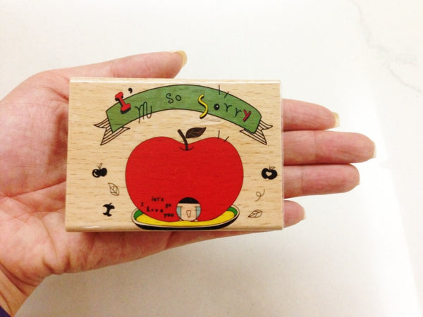 Wooden Rubber Stamp - I am so sorry - CharmTape - 3