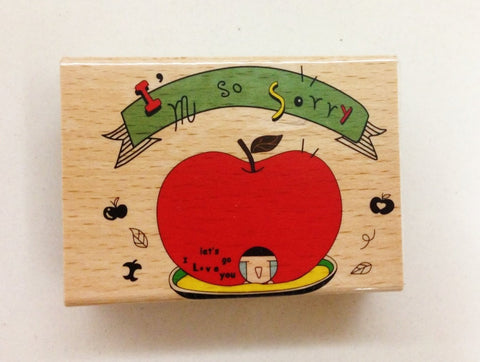 Wooden Rubber Stamp - I am so sorry - CharmTape - 1