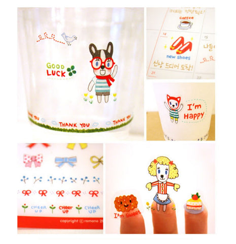 Transparent adhesive Stickers - 6 sheets set - Choo Choo Dogs ss108 - CharmTape - 1