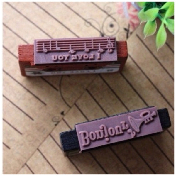 Vintage inspired cassettes wood mounted Rubber Stamp - CharmTape - 4