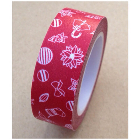 Red festive holiday Washi Tape 15mm WT528 - CharmTape