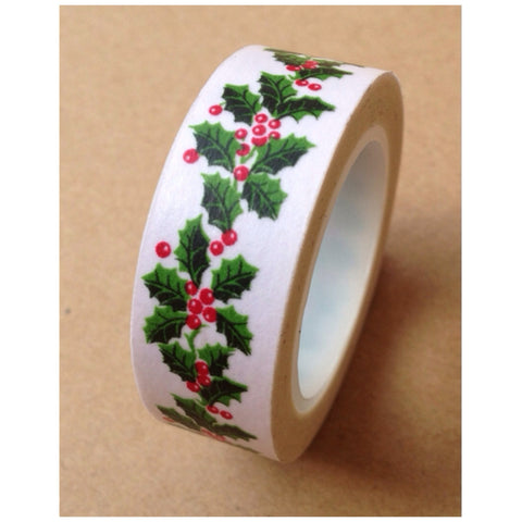 Festive Holly Leaves Washi Tape 15mm WT531 - CharmTape