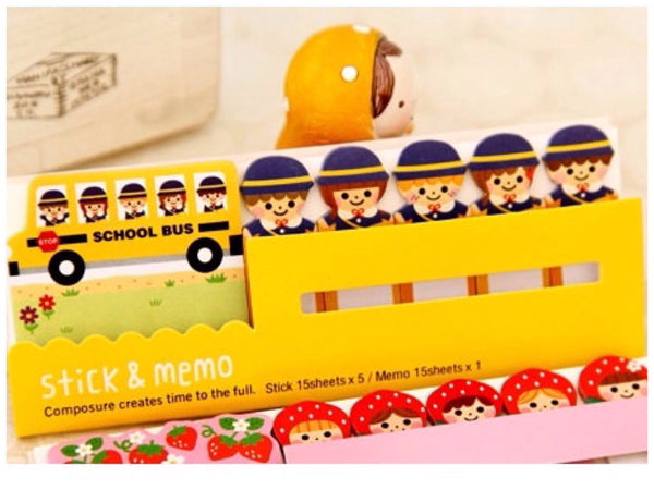 Post It Memo Note Pad - Yellow School Bus SS717 - CharmTape - 1