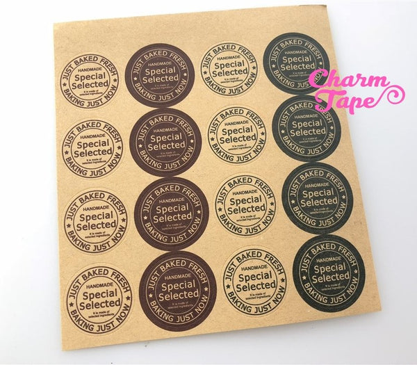 80/160ct "Special Selected" 2.5cm Round Kraft Paper Stickers For Gift Packing Packaging 5/10 sheets GS033