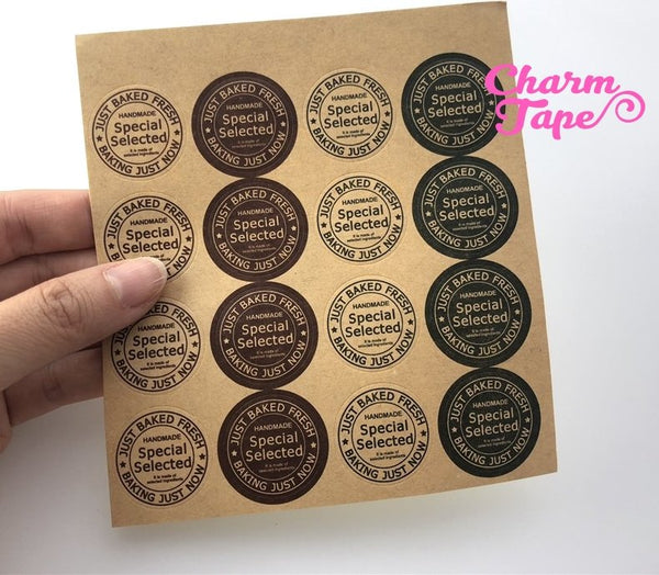 80/160ct "Special Selected" 2.5cm Round Kraft Paper Stickers For Gift Packing Packaging 5/10 sheets GS033