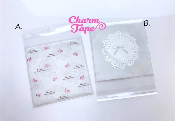 20/50/100 bags Ribbon Lace Cello Bags // Poly Bags // Self Sealing bags // Wedding Favor Bags // Party Bags CB77