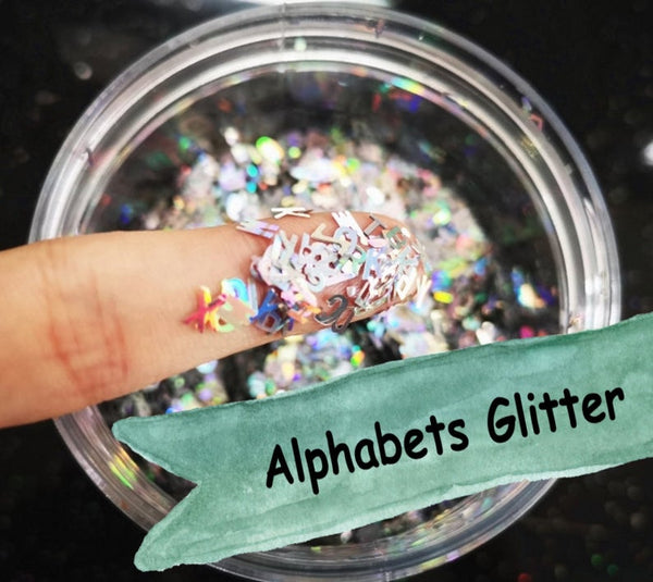 Alphabets Letters Loose glitters 5mm UV resin, nail gel, acrylic nail, nail polish glitter, nail stamping