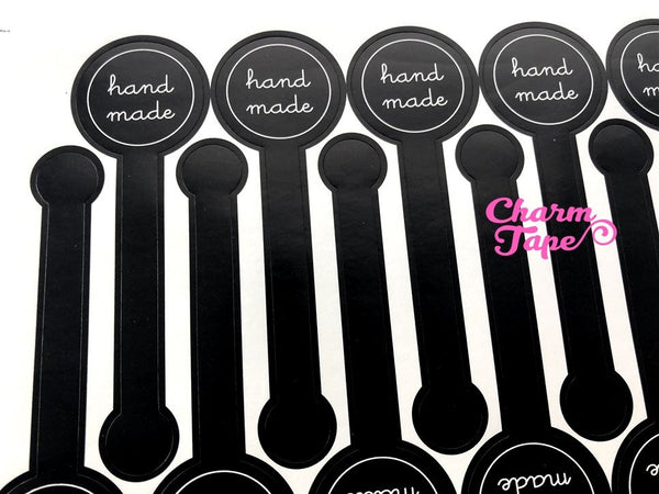 50/100ct "HANDMADE" 10cm long Black Paper Stickers For Gift Packing Packaging 5/10 sheets GS029