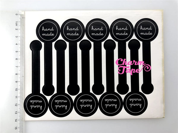 50/100ct "HANDMADE" 10cm long Black Paper Stickers For Gift Packing Packaging 5/10 sheets GS029