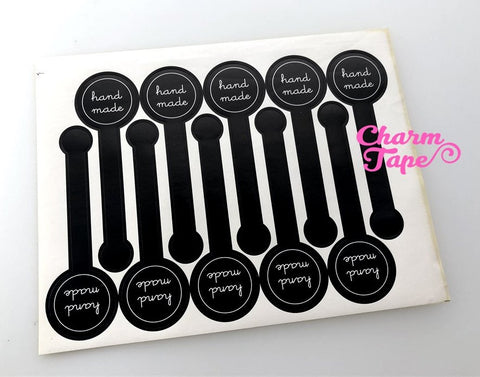 50/100ct "HANDMADE" 10cm long Black Paper Stickers For Gift Packing Packaging 5/10 sheets GS029