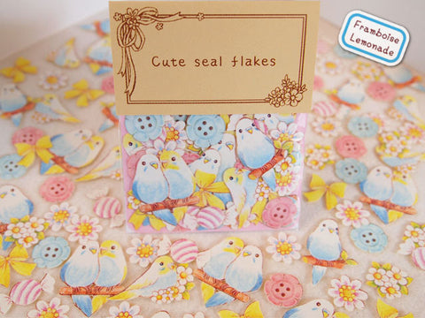 Love Birds Sticker Flake Seals Set 70 pieces SS923 - CharmTape - 1