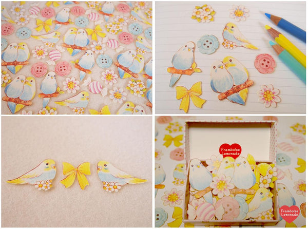 Love Birds Sticker Flake Seals Set 70 pieces SS923 - CharmTape - 2