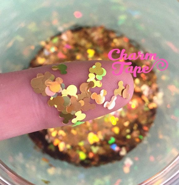 Holographic Mickey Loose glitters, cute glitter 4mm UV resin, nail gel, acrylic nail, nail polish glitter, nail stamping