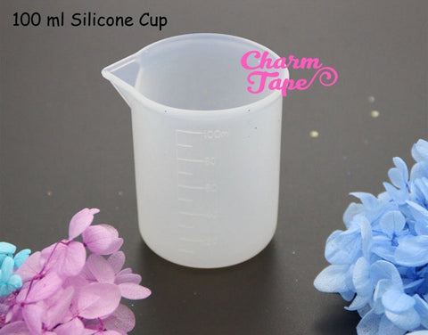 100ml Silicone Measuring Cup Multiple Times Use For Resin Cast. Semi clear Crafting Tool