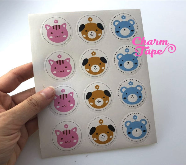 60/120ct 3.5cm Cute Round Paper Stickers For Gift Packing Packaging 5/10 sheets GS041