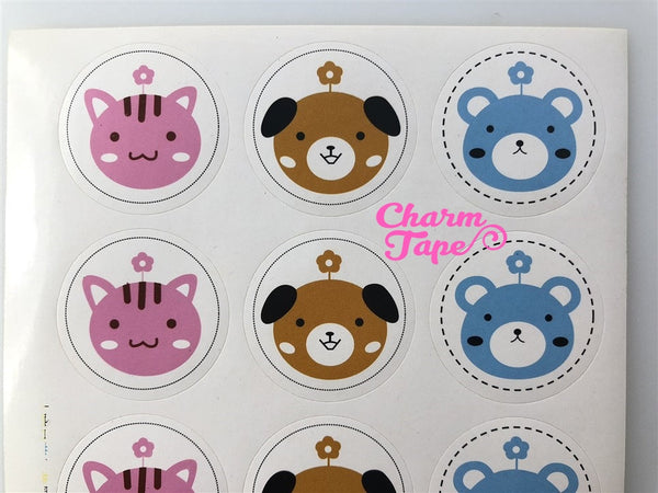 60/120ct 3.5cm Cute Round Paper Stickers For Gift Packing Packaging 5/10 sheets GS041