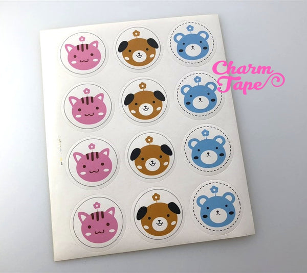 60/120ct 3.5cm Cute Round Paper Stickers For Gift Packing Packaging 5/10 sheets GS041