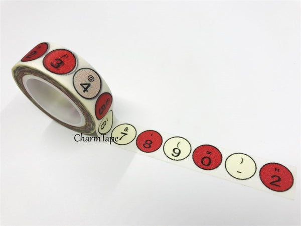 Number Washi Tape - Typewriter Keys 15mm x 10m WT193 WT257