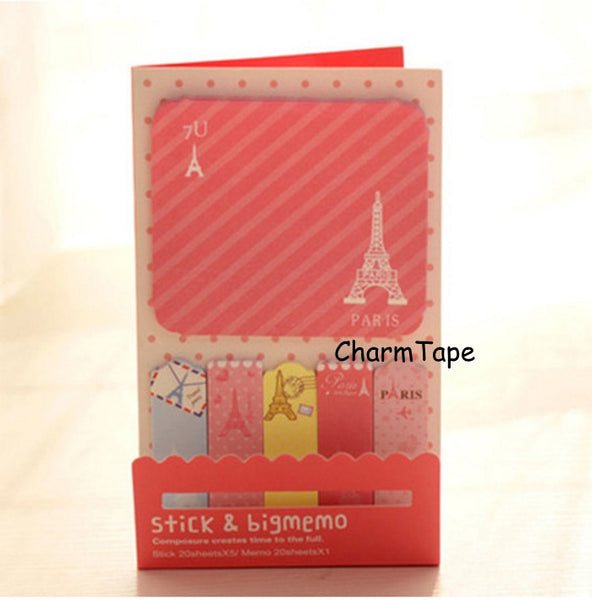 Pink Paris Eiffel Tower Sticky Post It Memo Note Pad 120 sheets SS741 - CharmTape - 1