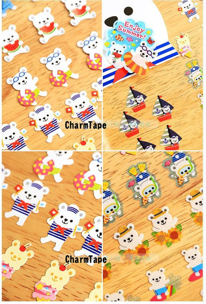 Summer Polar Bear Sticker Flakes Set - 71 Sheets Mindwave Japanese SS453