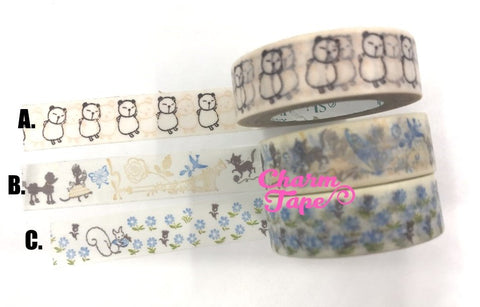 Poodle or Squirrel Washi Tape 15mm x 10m by Shinzi Katoh Wt298 WT341 WT746