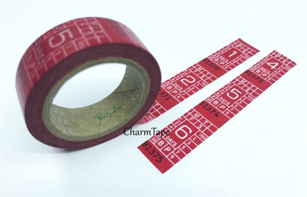 Raffle Tickets Red Washi Tape 1.5 cm x 10 meters WT138