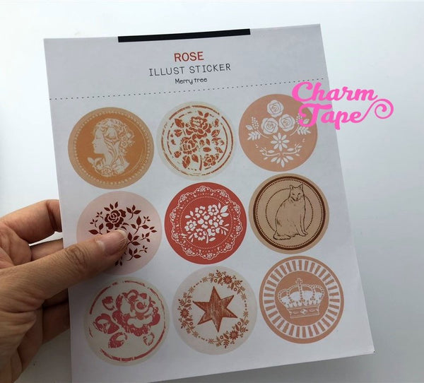 36/72ct Pretty Round Paper Stickers For Gift Packing Packaging 4/8 sheets GS020