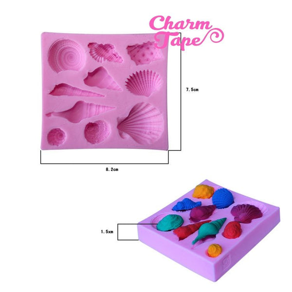 Sea shell Seashells Silicone Mold -food mold / uv resin molds C072 (10 cavity)